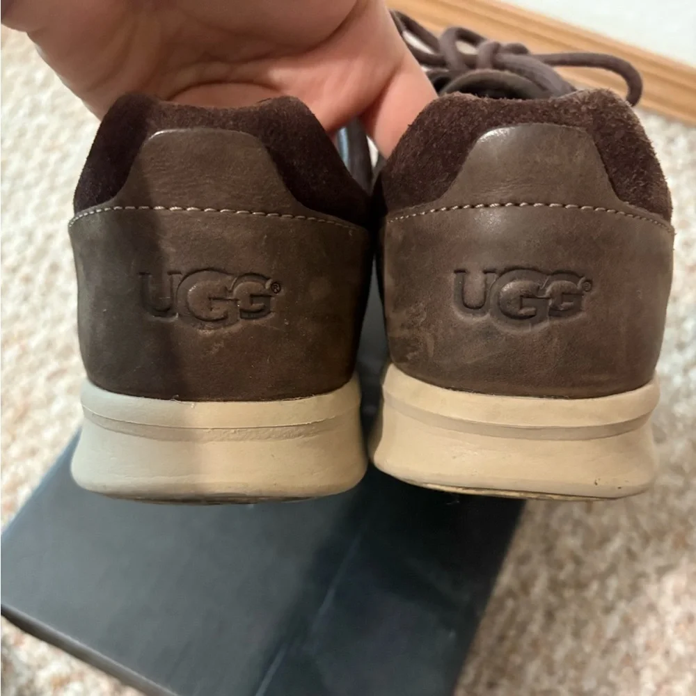 UGG Hepner Woven Luxe Suede Men’s Casual Sneaker Oxford Brown Size 8.5 1020367